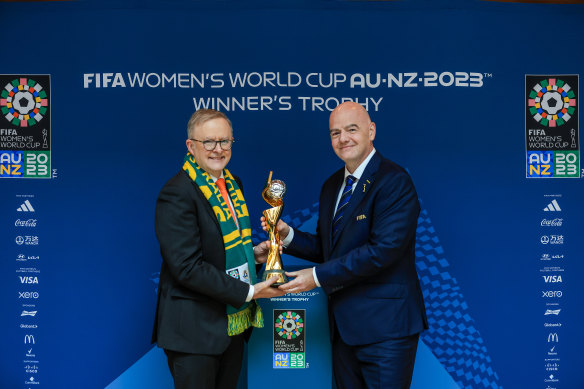 Prime Minister Anthony Albanese with FIFA president Gianni Infantino.