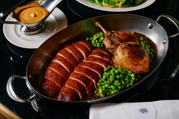 Canard roti (roast duck) at Maison Batard.