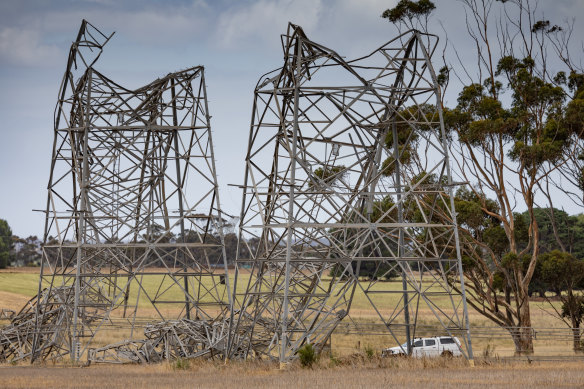 Power lines came down in the You Yangs following windy and stormy weather in Melbourne in February.