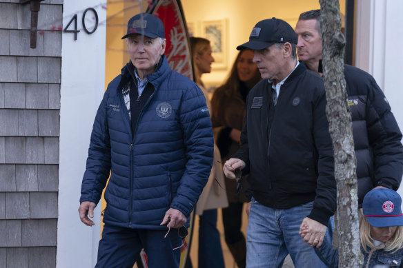 Joe and Hunter Biden in downtown Nantucket on Friday. 