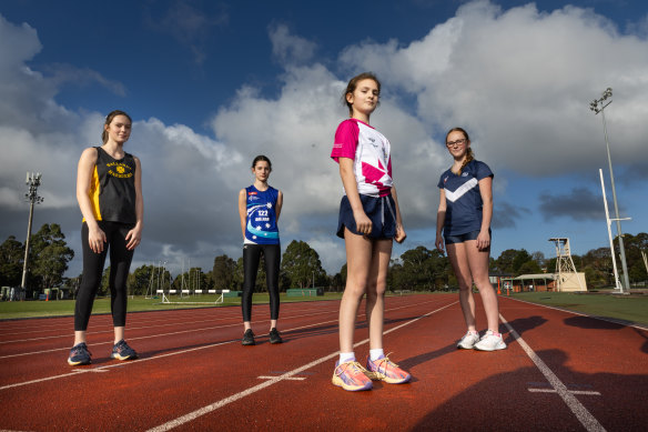 Young Ballarat athletes Summer Jenkins, Kiana Jenkins, Misha Jenkins and Grace Crowe are disappointed the games will not be going ahead.