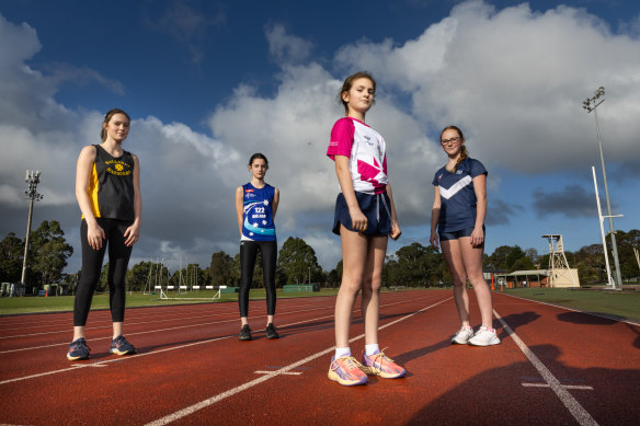 Young Ballarat athletes Summer Jenkins, Kiana Jenkins, Misha Jenkins and Grace Crowe are disappointed the games will not be going ahead.