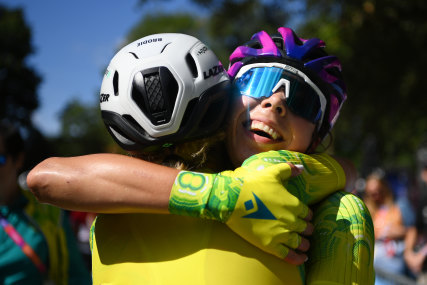 Georgia Baker celebrates her gold-medal win.