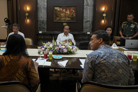 Indonesian President Joko Widodo at the Presidential Palace in Jakarta, Indonesia.