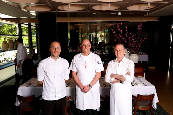 From left: Chefs Richard Purdue, Ervin Mumajesi and Neil Perry.