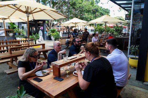 The casual outdoor dining space is always popular.