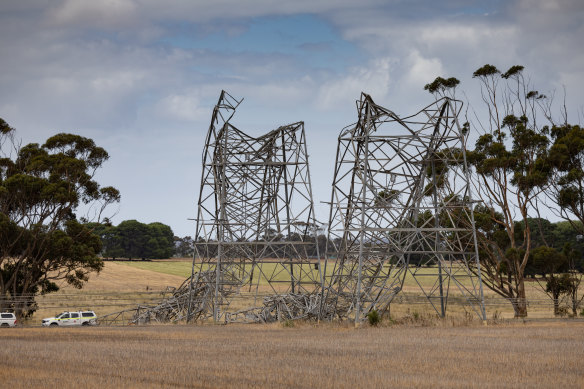 Transmission lines wrecked by Tuesday’s wild weather.