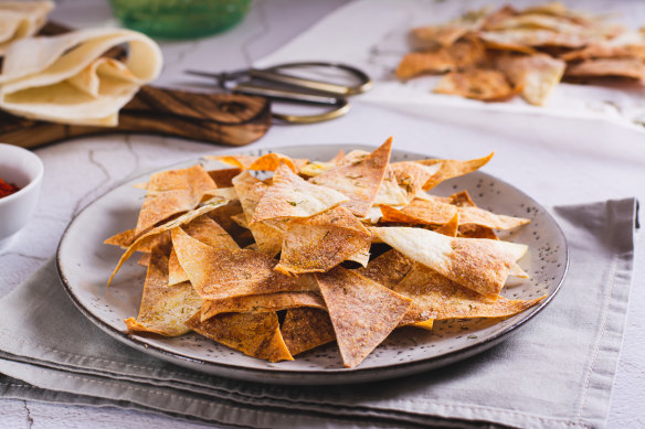 Crispy pita chips. 