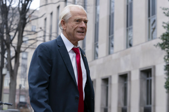 Former Trump White House official Peter Navarro arrives at US Federal Courthouse in Washington.