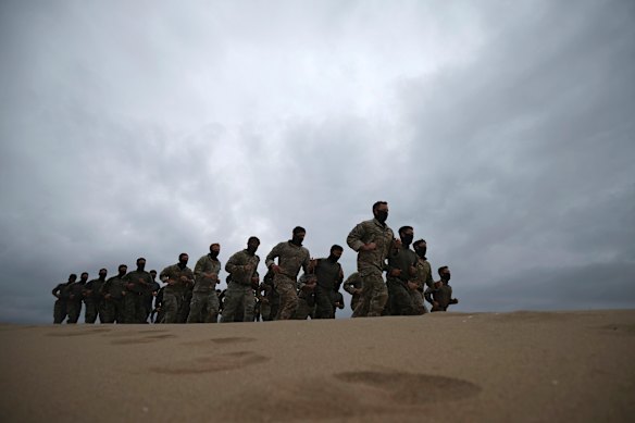 Members of US Special Operations Command Korea and South Korea’s Army Special Warfare Command during Ulchi Freedom Shield in Yangyang in 2023.
