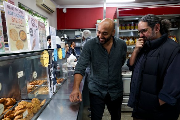 The award-winning playwright is at ease  ordering at Ram’s Food.