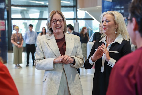 Premier Jacinta Allan celebrates the opening of Footscray Hospital on February 18, the day a pay deal for HWU workers was unveiled.