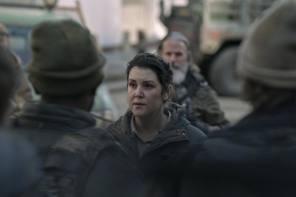 Lynskey as rebel leader Kathleen in The Last of Us. She was criticised for not looking enough like a warlord. 