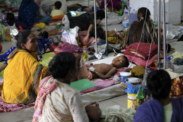 Dengue patients receive treatment at Mugda Medical College and Hospital in Dhaka, Bangladesh.