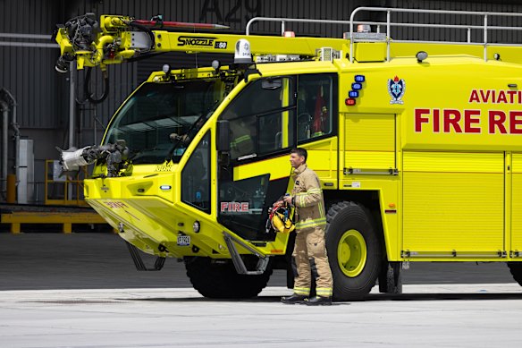 One of the airport’s new fire trucks.