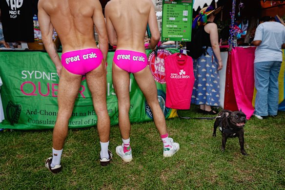 “Great craic” at the Sydney Queer Irish stand at Mardi Gras Fair Day, 2026.