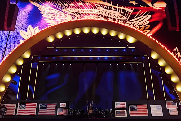 Trump on stage.