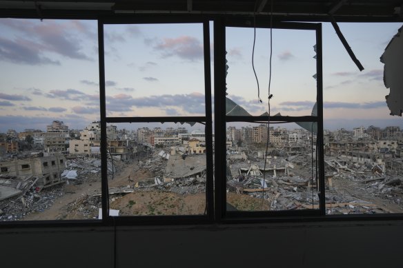A view of an area in Gaza City destroyed during fighting between the Israeli army and Hamas. 