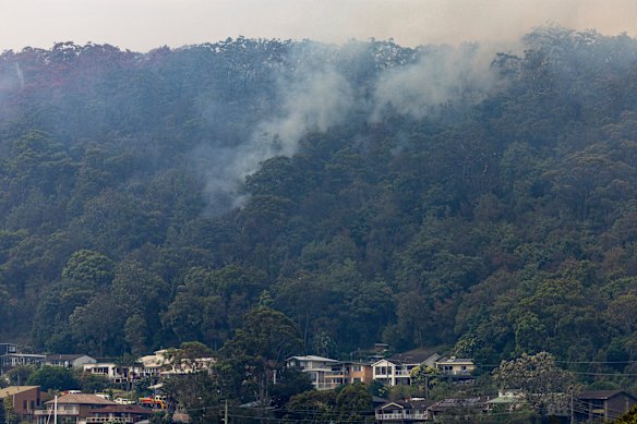 The fire remained alight on Sunday morning. 