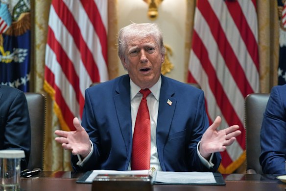 US President Donald Trump holds a cabinet meeting at the White House on Thursday, Washington time.