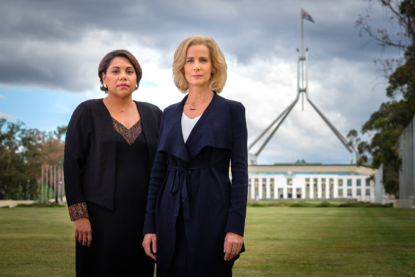 Deborah Mailman as Alex Irving and Rachel Griffith as Rachel Anderson in Total Control.