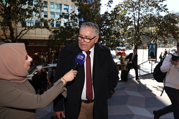 Ray Hadley outside the Downing Centre Local Court on Tuesday.