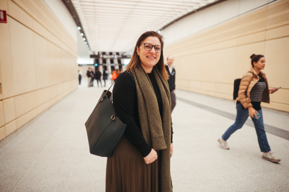 Morning commuter Gilnar Khoury was excited to use the new metro at Martin Place.