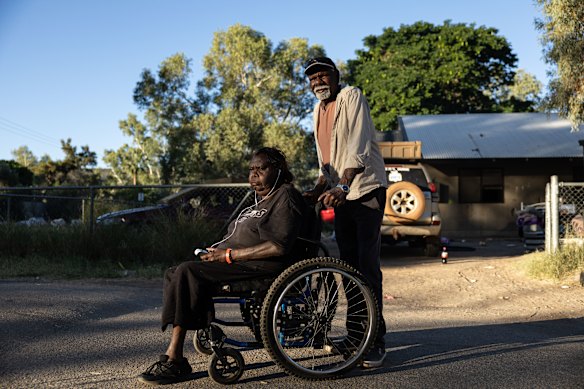 Robin Granite with his wife Karen White outside the family home.