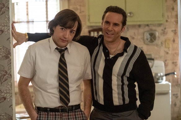 Michael Gandolfini (left) as a teenage Tony Soprano with Alessandro Nivola as his uncle Dickie Moltisanti in The Many Saints of Newark.