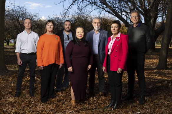 Liberals for Yes members Ross Macdonald, Nicole Lawder, Tom Adam, Elizabeth Lee, Gary Humphries, Kate Carnell and Mark Parton.