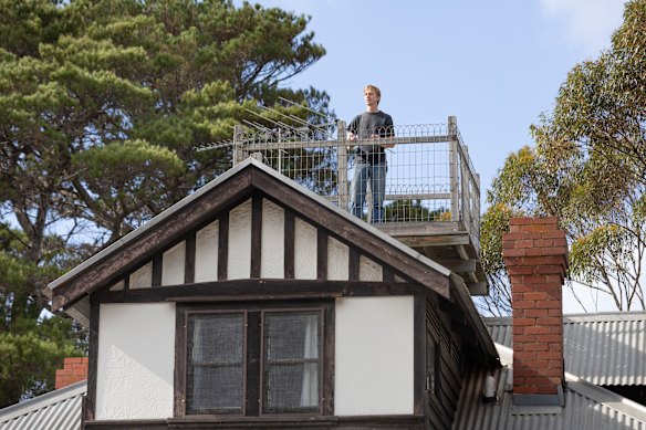 John Harley on the rooftop lookout at Ballara. 