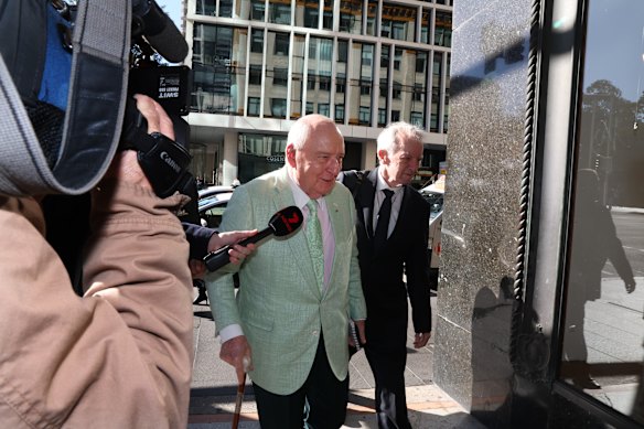 Alan Jones outside the Downing Centre Local Court on Friday.