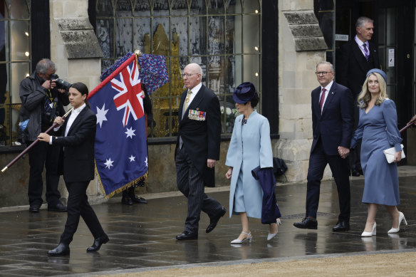 The Governor-General, David Hurley and his wife Linda Hurley, and Prime Minister Anthony Albanese and partner Jodie Haydon.