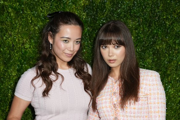 Laufey (left), with her twin sister Junia at a Chanel party in New York in June.