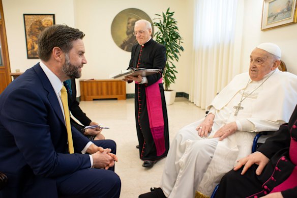 Pope Francis receives US Vice President J.D. Vance at the Vatican on Easter Sunday.