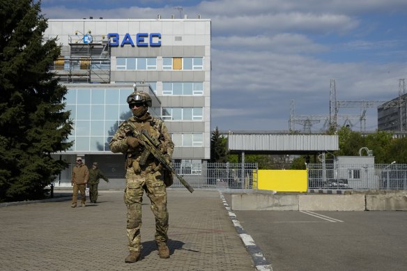 A Russian-controlled area of Zaporizhzhia, near the nuclear plant. 