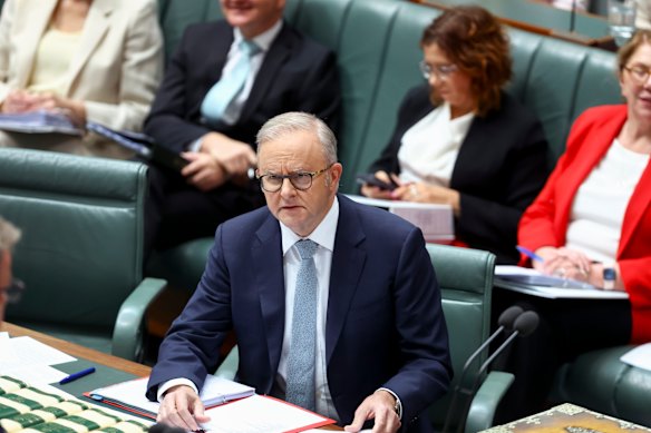 Prime Minister Anthony Albanese during Question Time in the House of Representatives.