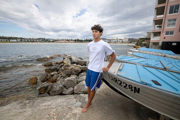 Luca Campos Holler, 18, helped victims of the Bondi terrorist attack on December 14. Revisiting the scene on Monday for the first time since the attack, he said “it didn’t feel real”. 