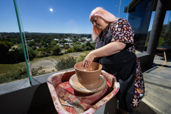 Steph Wallace, who specialises in wild clay, is among the artisans who teach through the rare trades centre at Sovereign Hill.