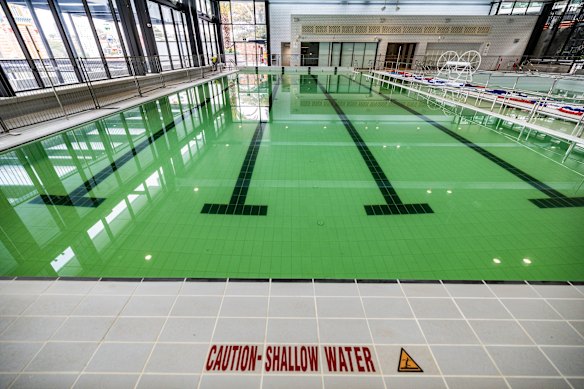 The two 25-metre indoor pools are being filled with potable water this week before the filtration system is switched on. 