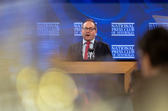 Assistant Treasurer Daniel Mulino addresses the National Press Club. 
