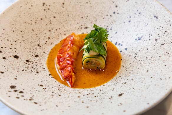 Marron with a roulade of squash and a sauce bisque at the new dining room.