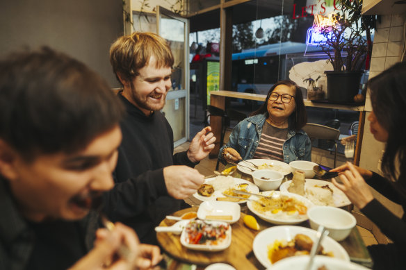 Sharing a Filipino feast at Let’s Chon.