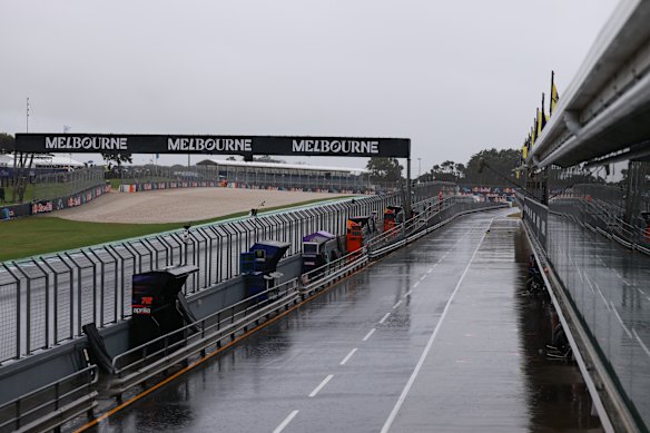 The gloomy conditions at the island for the MotoGP farewell to Victoria.