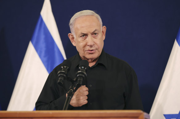 Israeli Prime Minister Benjamin Netanyahu speaks during a news conference in Tel Aviv, Israel.