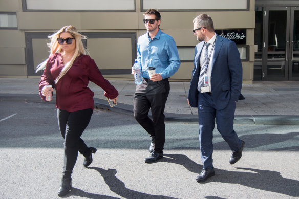 Cleo’s parents Ellie Smith and Jake Gliddon arrive at court.