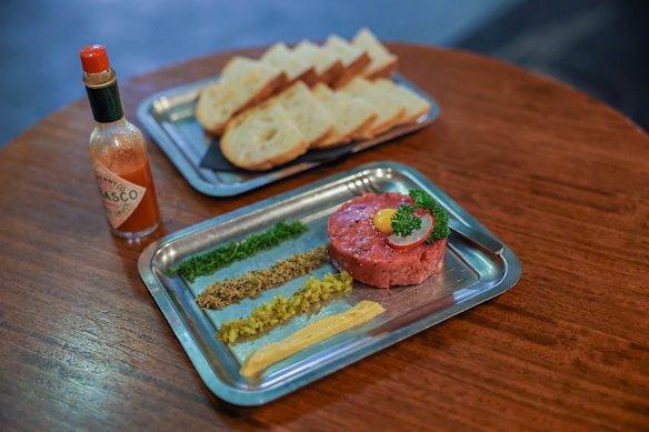 Steak tartare with DIY mix-ins.