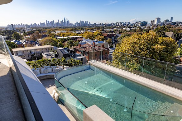 The home’s terrace has a private swimming pool and barbecue. 