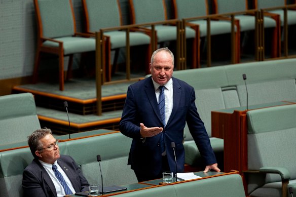 Barnaby Joyce announces his resignation from the Nationals on Thursday.