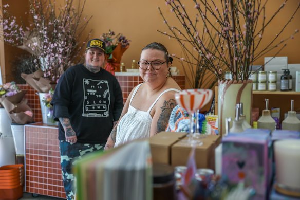 Kirsten Deale (left), the co-owner of Common Culture, and store manager Nikeesha Justice inside their shop in the Eastfield shopping strip. 